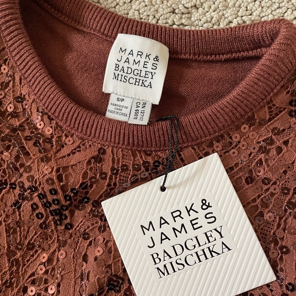 NWT - Badgley Mischa Sequin Top = SZ S - Picture 7 of 8